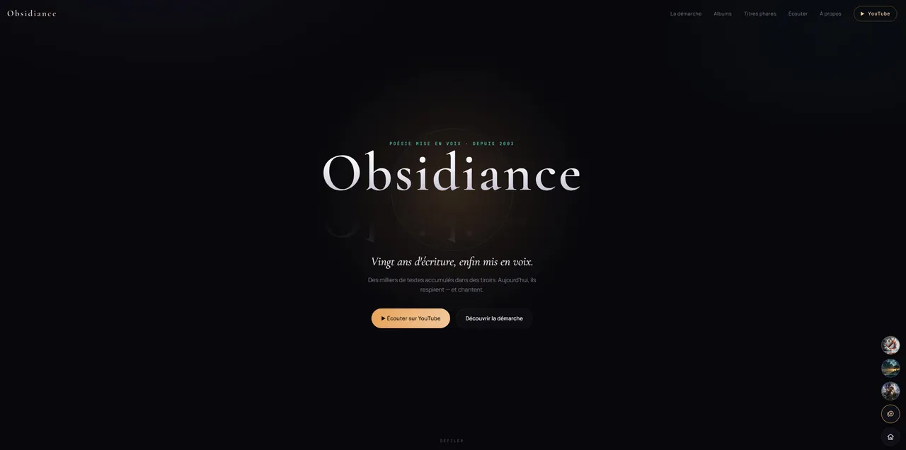 Aperçu du site Obsidiance