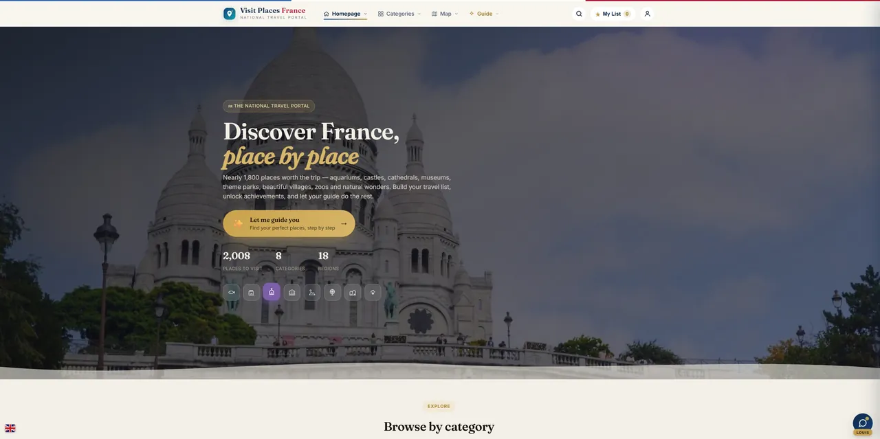 Aperçu du site Visit Places France